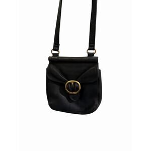 Fossil Vintage Crossbody Black Leather And Brass Small Purse Bag